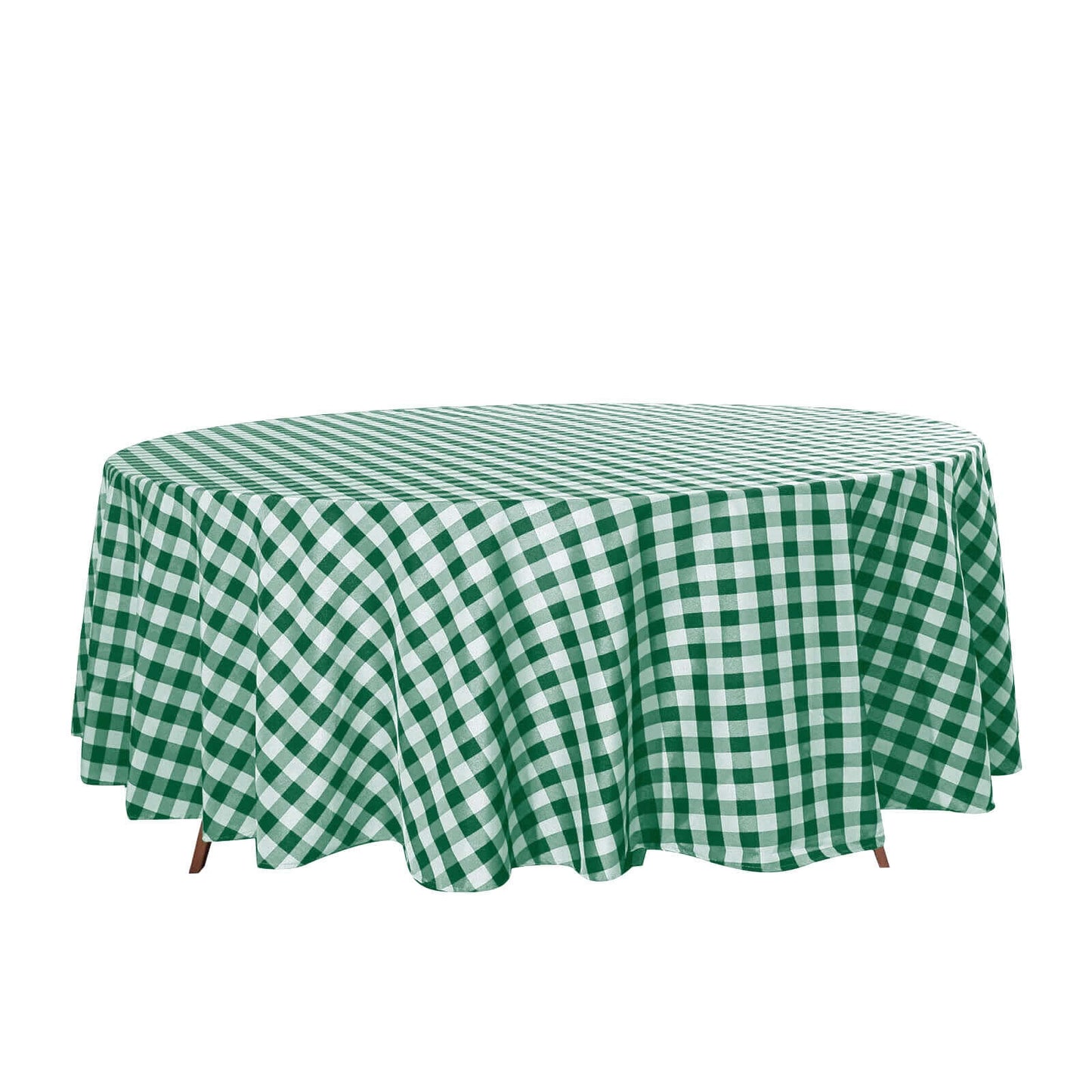 Polyester 108" Round Tablecloth White/Green - Checkered Buffalo Plaid Table Cover