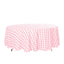 Polyester 108" Round Tablecloth White/Rose Quartz - Checkered Buffalo Plaid Design for Stylish Celebrations