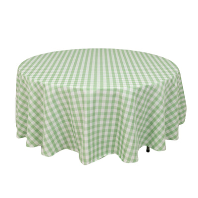 Polyester 108’’ Round Tablecloth White/Sage Green - Checkered Buffalo Plaid Table Cover - Tablecloths