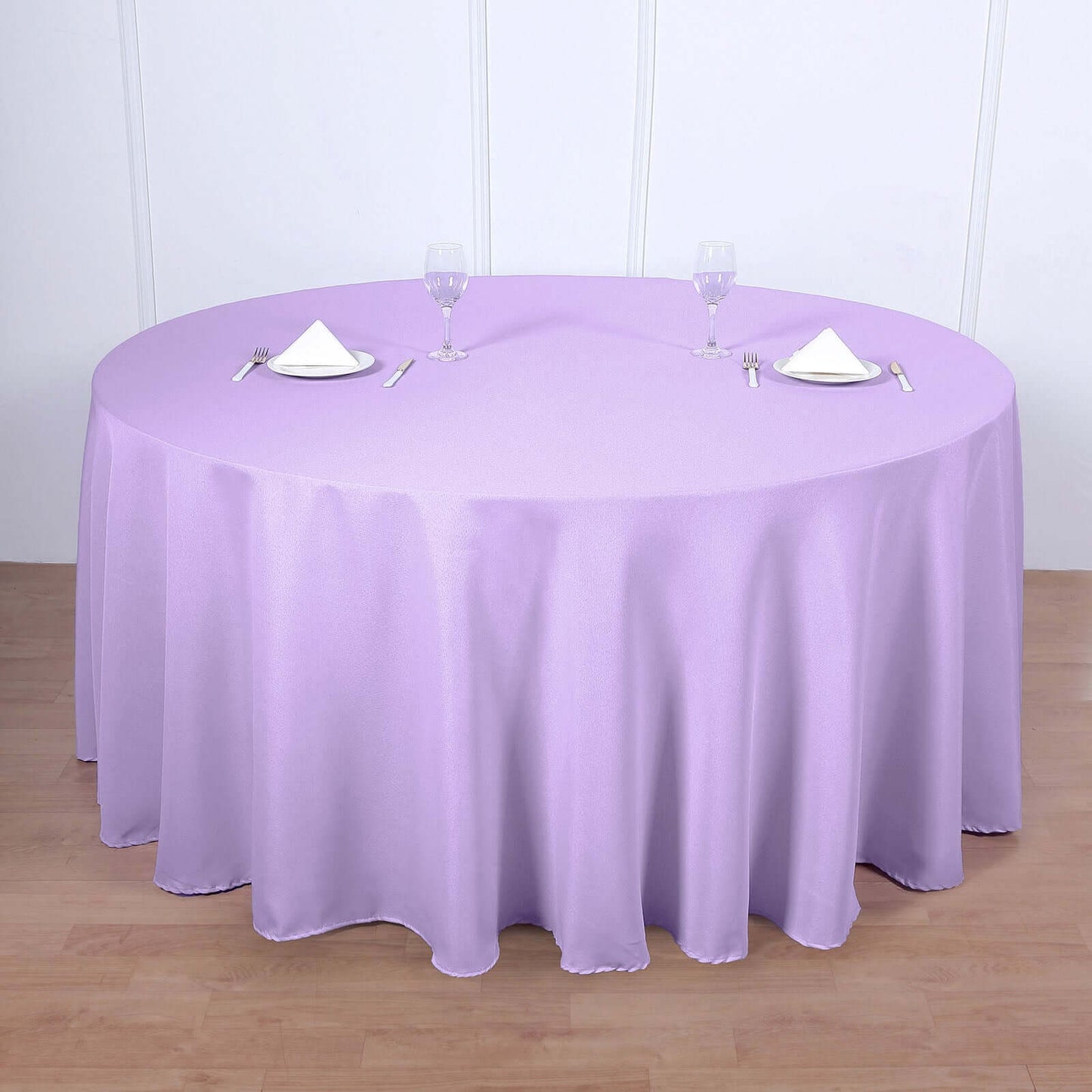 Polyester 120" Round Tablecloth Lavender Lilac - Seamless Wrinkle-Resistant Table Cover