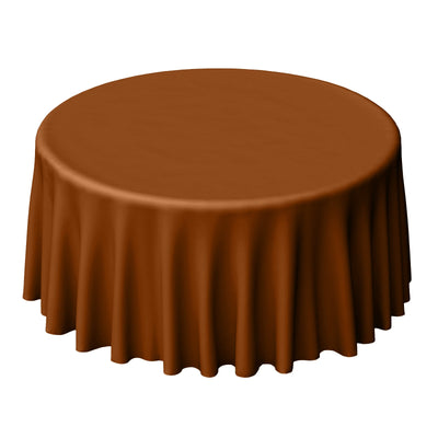 Polyester 120" Round Tablecloth Cinnamon Brown - Seamless Wrinkle-Resistant Table Cover