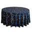 Polyester 120" Round Tablecloth Navy Blue with Gold Foil Geometric Pattern Wrinkle-Resistant Seamless Table Cover