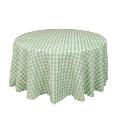 Polyester 120’’ Round Tablecloth White/Sage Green Seamless - Checkered Buffalo Plaid Table Cover - Tablecloths