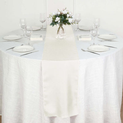 Polyester 12"x108" Table Runner Ivory - Durable & Wrinkle-Resistant Table Decor