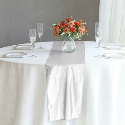 Polyester 12’’x108’’ Table Runner Silver Shimmer Sequin Dots - Wrinkle-Free Finish Table Linen - Runners