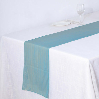 Polyester 12’’x108’’ Table Runner Turquoise Shimmer Sequin Dots - Wrinkle-Free Finish Table Linen - Runners
