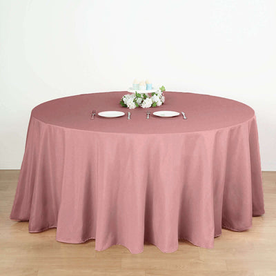 Polyester 132" Round Tablecloth Dusty Rose - Seamless Chic Table Cover