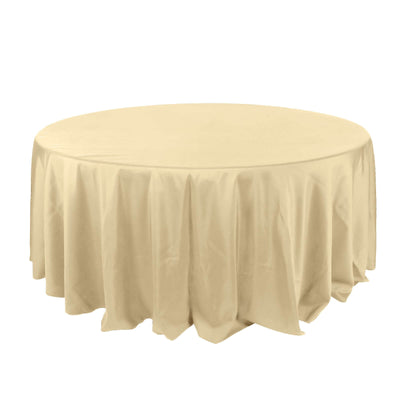Polyester 132" Round Tablecloth Champagne - Seamless Chic Table Cover