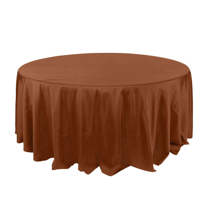 Polyester 132’’ Round Tablecloth Cinnamon Brown - Seamless Chic Table Cover - Tablecloths