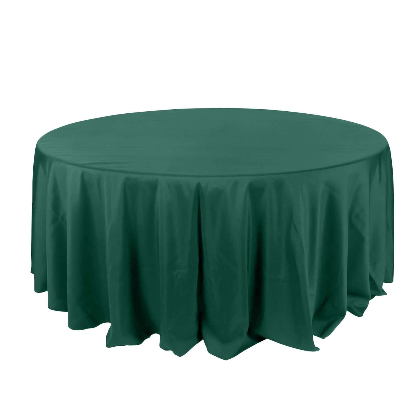 Polyester 132" Round Tablecloth Hunter Emerald Green - Seamless Chic Table Cover