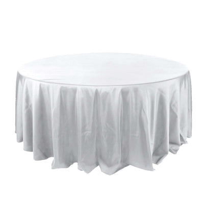 Polyester 132" Round Tablecloth Silver - Seamless Chic Table Cover