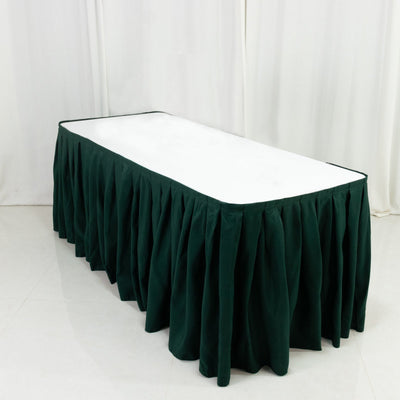 Polyester 14ft Table Skirt Hunter Emerald Green - Classic Pleated Design for Weddings & Events - Table Skirts