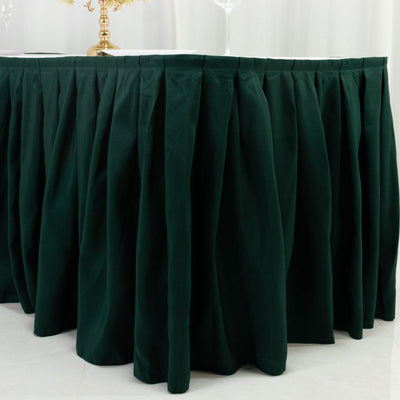 Polyester 14ft Table Skirt Hunter Emerald Green - Classic Pleated Design for Weddings & Events - Table Skirts