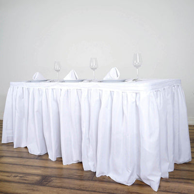 Polyester 17ft Table Skirt White - Classic Pleated Design for Weddings & Events