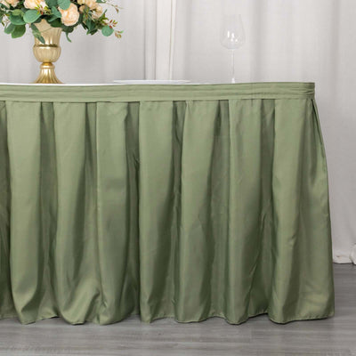 Polyester 21ft Table Skirt Dusty Sage Green - Classic Pleated Design - Table Skirts