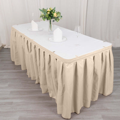 Polyester 21ft Table Skirt Nude - Classic Pleated Design - Table Skirts
