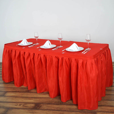 Polyester 21ft Table Skirt Red - Classic Pleated Design