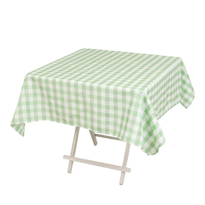Polyester 54’’x54’’ Square Tablecloth White/Sage Green - Checkered Buffalo Plaid Design for Casual Table Settings