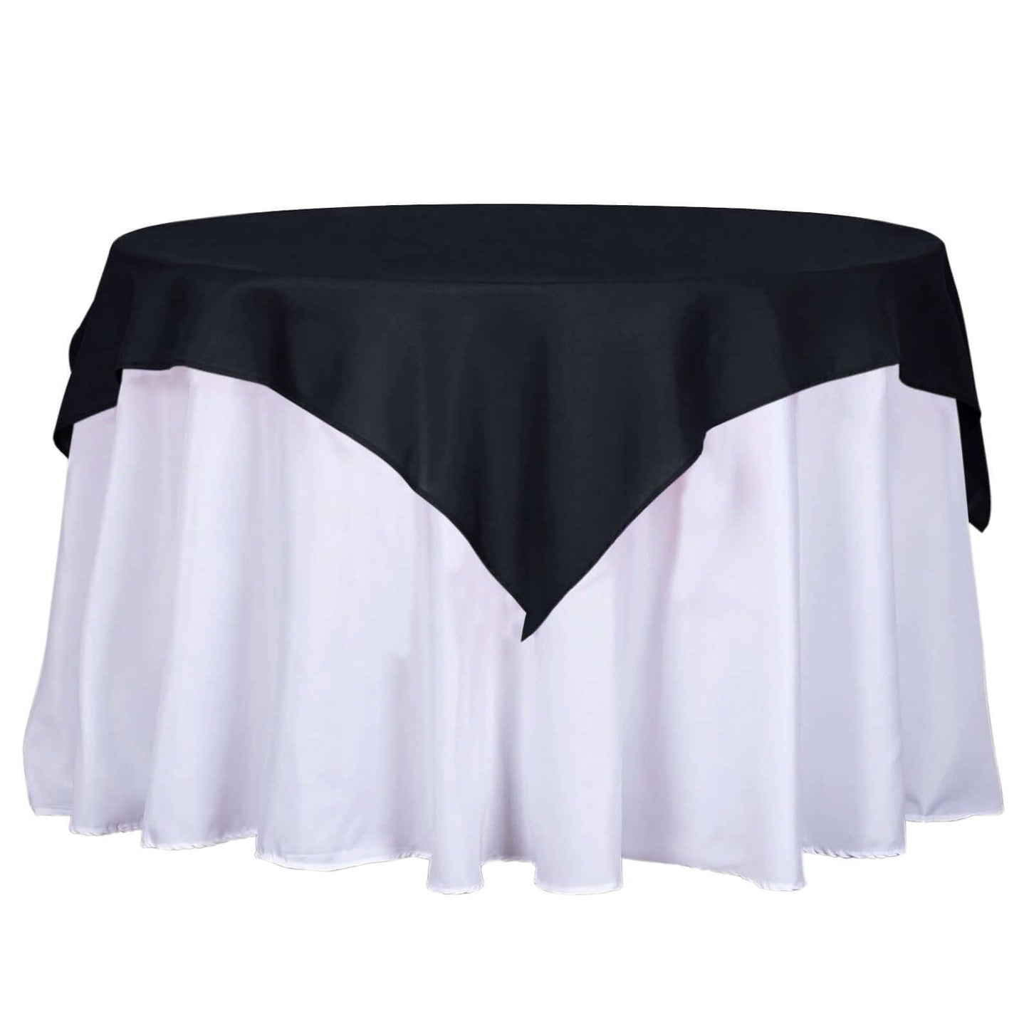 Polyester 54"x54" Table Overlay Square Tablecloth Black - Wrinkle-Resistant & Durable Table Cover for Events