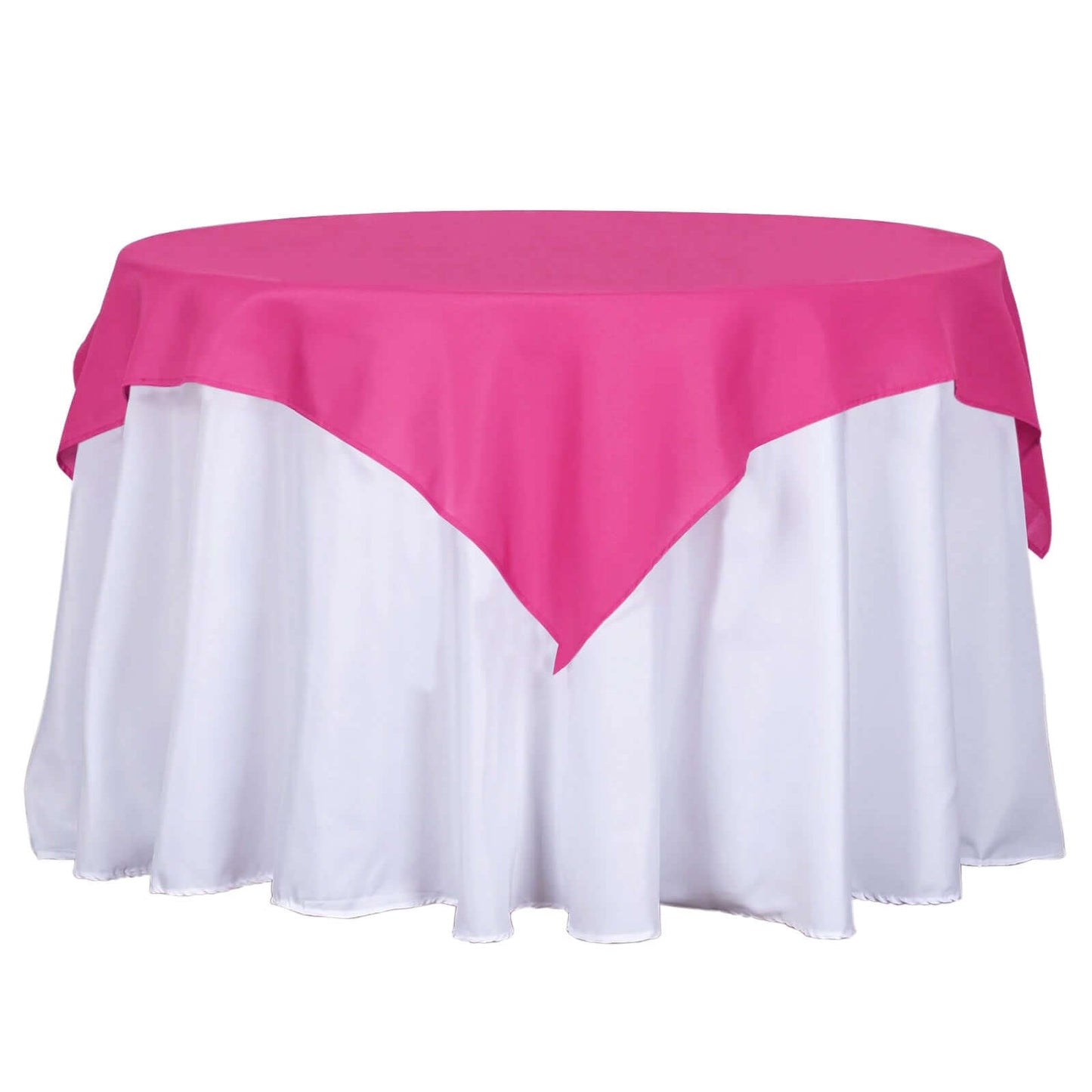 Polyester 54"x54" Table Overlay Square Tablecloth Fuchsia - Wrinkle-Resistant & Durable Table Cover