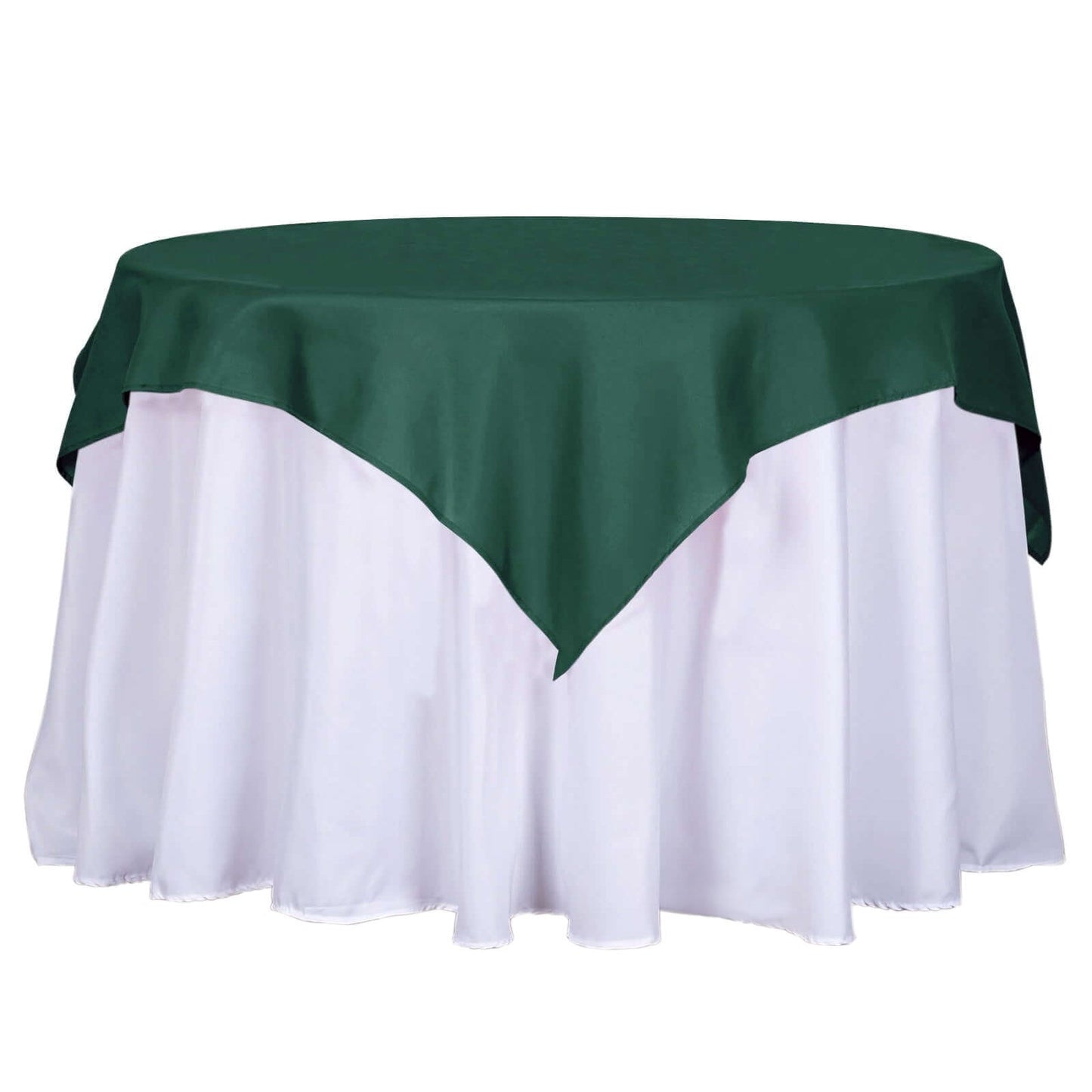 Polyester 54"x54" Table Overlay Square Tablecloth Hunter Emerald Green - Wrinkle-Resistant & Durable Table Cover
