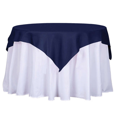 Polyester 54"x54" Table Overlay Square Tablecloth Navy Blue - Wrinkle-Resistant & Durable Table Cover
