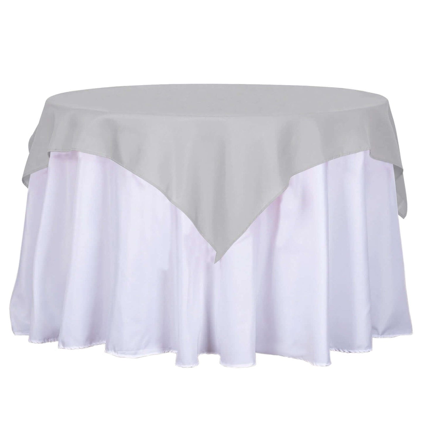 Polyester 54"x54" Table Overlay Square Tablecloth Silver - Wrinkle-Resistant & Durable Table Cover