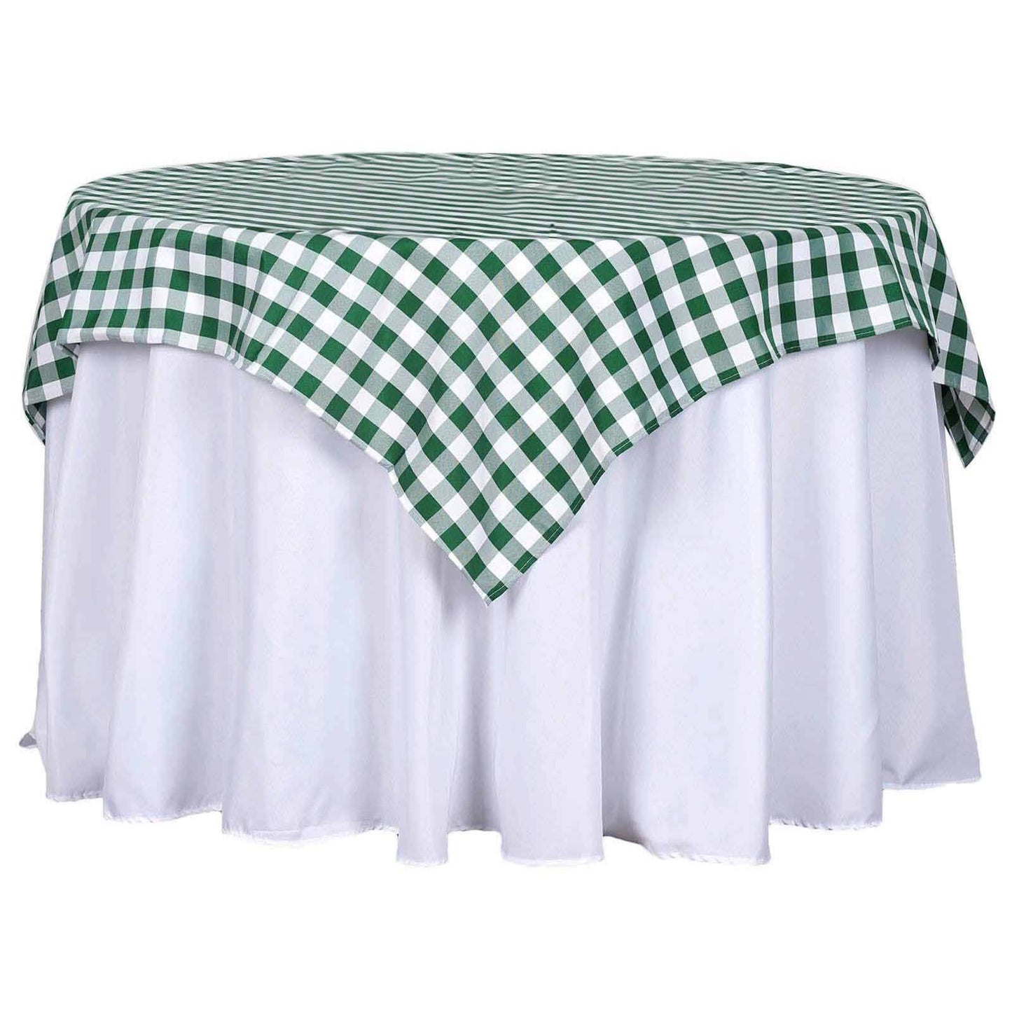Polyester 54"x54" Table Overlay Square Tablecloth White/Green - Checkered Buffalo Plaid Design for Casual Table Settings