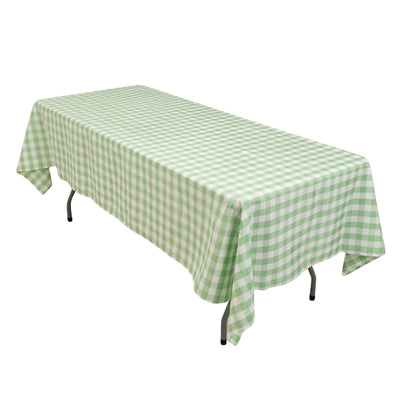 Polyester 60’’x102’’ Rectangle Tablecloth White/Sage Green - Checkered Buffalo Plaid Table Cover - Tablecloths