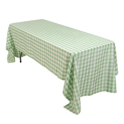 Polyester 60’’x126’’ Rectangle Tablecloth White/Sage Green - Buffalo Plaid Checkered Table Cover - Tablecloths
