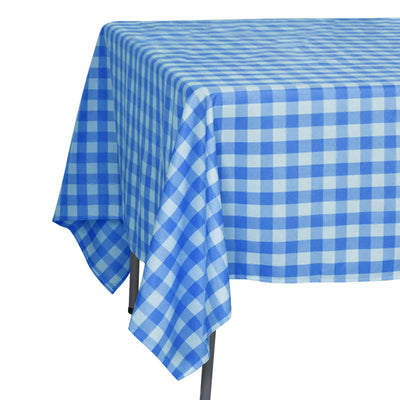 Polyester 70"x70" Square Tablecloth White/Blue - Checkered Buffalo Plaid Table Cover
