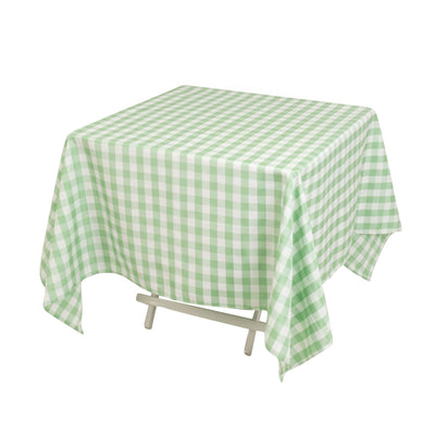 Polyester 70’’x70’’ Square Tablecloth White/Sage Green - Checkered Buffalo Plaid Table Cover - Tablecloths