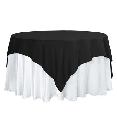 Polyester 70"x70" Table Overlay Square Tablecloth Black - Wrinkle-Resistant & Durable Table Cover for Events