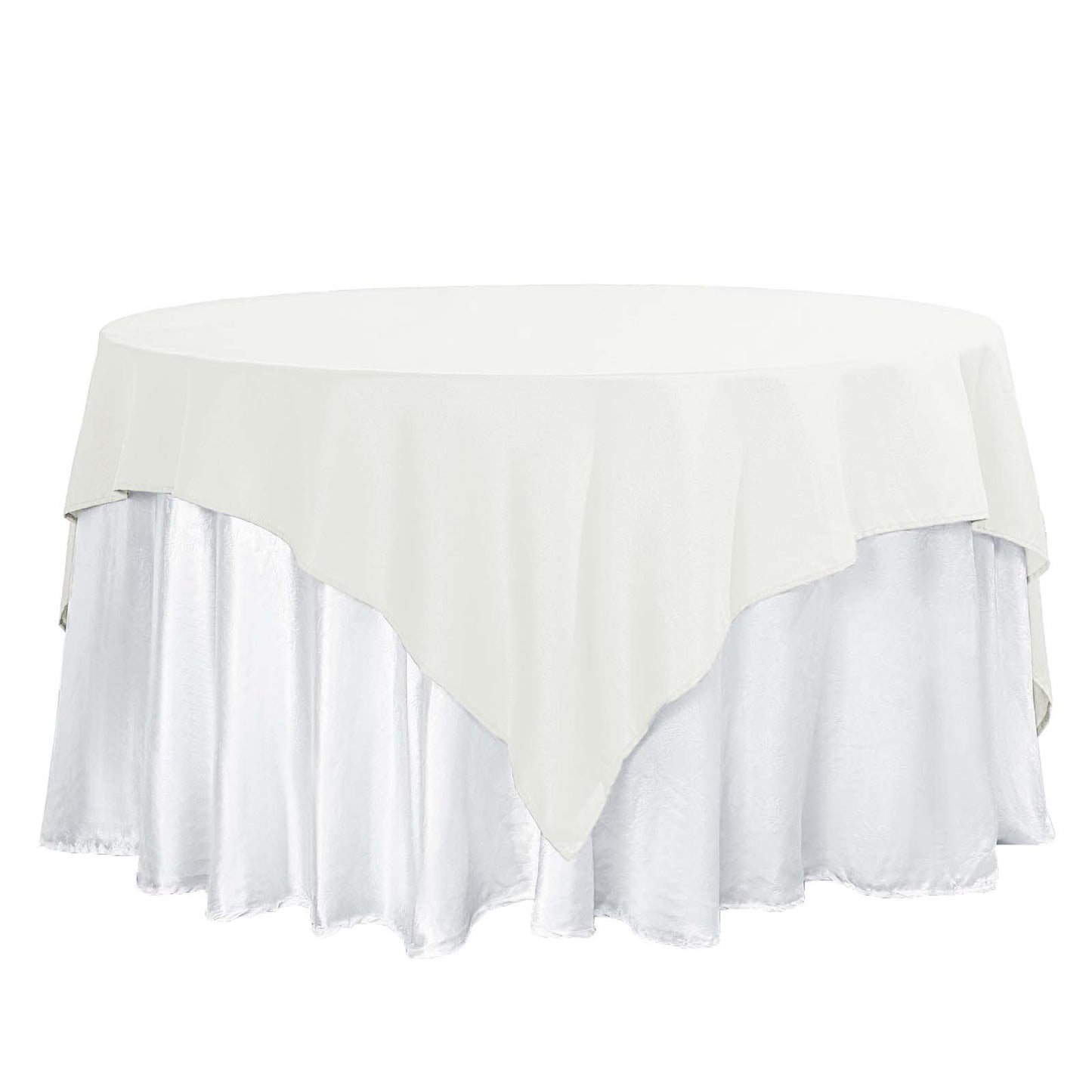 Polyester 70"x70" Table Overlay Square Tablecloth Ivory - Wrinkle-Resistant & Durable Table Cover