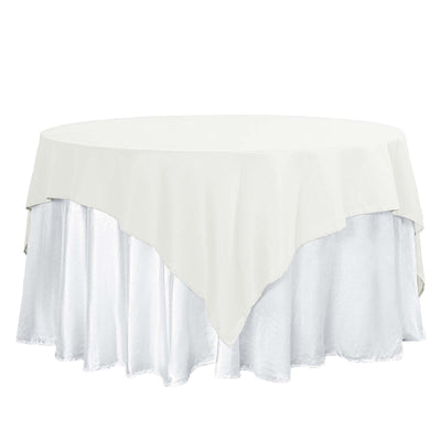 Polyester 70"x70" Table Overlay Square Tablecloth Ivory - Wrinkle-Resistant & Durable Table Cover