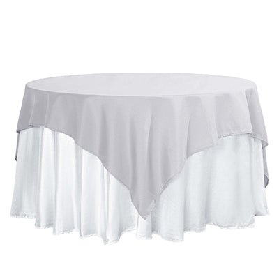 Polyester 70"x70" Table Overlay Square Tablecloth Silver - Wrinkle-Resistant & Durable Table Cover