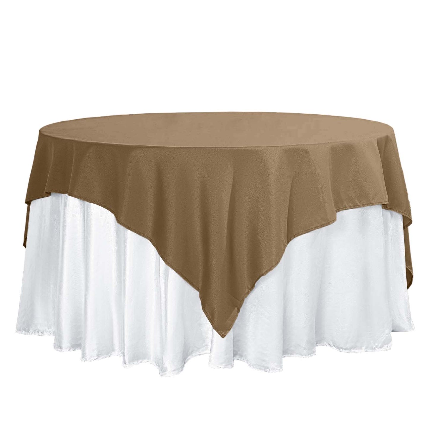 Polyester 70"x70" Table Overlay Square Tablecloth Taupe - Wrinkle-Resistant & Durable Table Cover