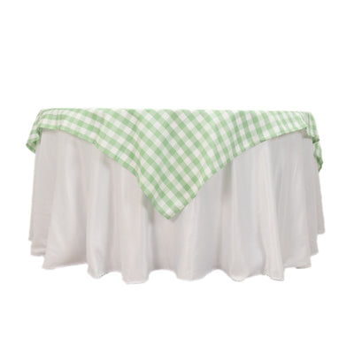 Polyester 70’’x70’’ Table Overlay Square Tablecloth White/Sage Green - Checkered Buffalo Plaid Table Topper - Overlays
