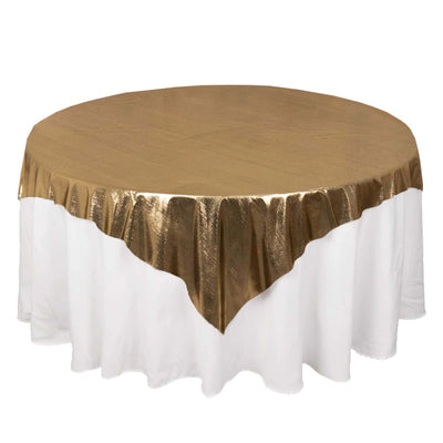 Polyester 72’’x72’’ Table Overlay Square Tablecloth Antique Gold - Sequin Dots Wrinkle-Free Table Cover - Overlays