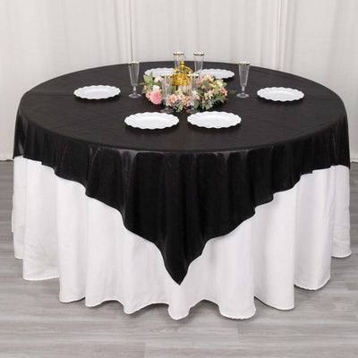 Polyester 72’’x72’’ Table Overlay Square Tablecloth Black - Sequin Dots Wrinkle-Free Table Cover - Overlays