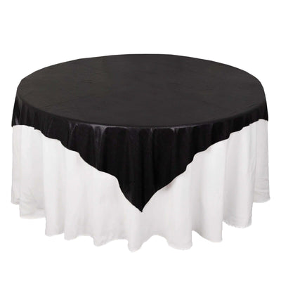 Polyester 72’’x72’’ Table Overlay Square Tablecloth Black - Sequin Dots Wrinkle-Free Table Cover - Overlays