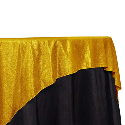 Polyester 72’’x72’’ Table Overlay Square Tablecloth Gold - Glitter Sparkle Design for Classy Celebrations - Overlays