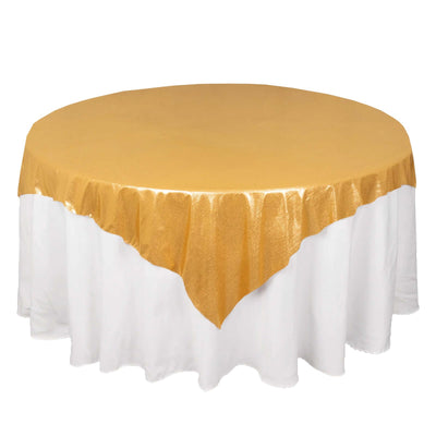 Polyester 72’’x72’’ Table Overlay Square Tablecloth Gold Shimmer Sequin Dots Wrinkle-Free Design for Stylish