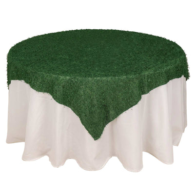 Polyester 72’’x72’’ Table Overlay Square Tablecloth Green - Fringe Shag Table Topper - Overlays