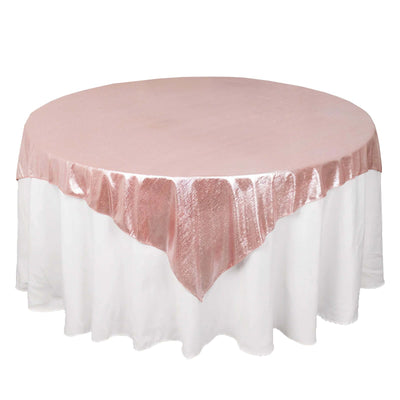 Polyester 72’’x72’’ Table Overlay Square Tablecloth Rose Gold - Sequin Dots Wrinkle-Free Table Cover - Overlays
