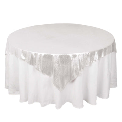 Polyester 72’’x72’’ Table Overlay Square Tablecloth Silver - Sequin Dots Wrinkle-Free Table Cover - Overlays