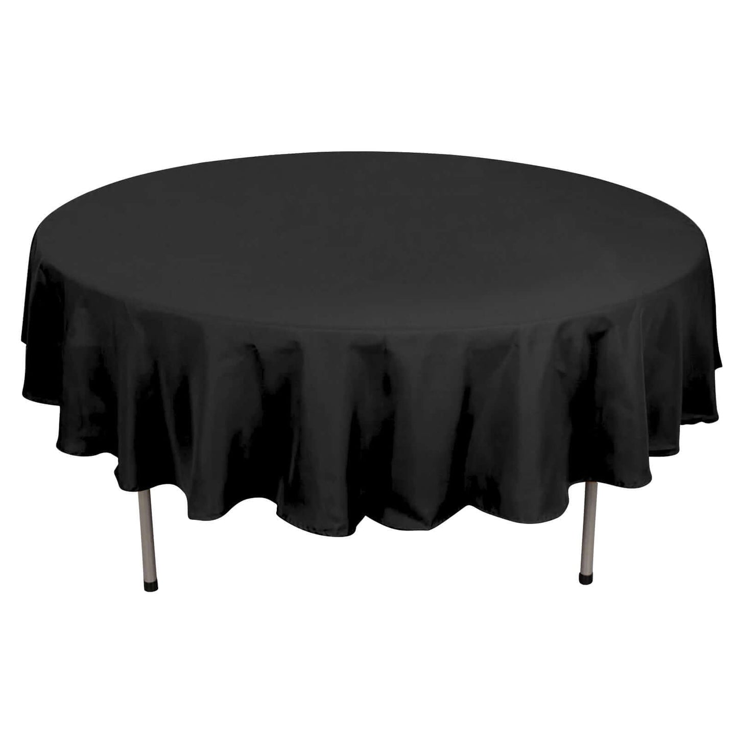 Polyester 90" Round Tablecloth Black - Stain and Wrinkle-Resistant Table Cover for Party & Gatherings