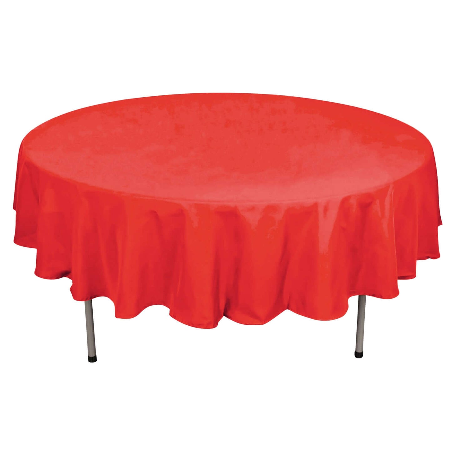 Polyester 90" Round Tablecloth Red - Stain & Wrinkle-Resistant Table Cover