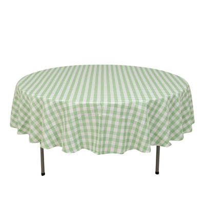 Polyester 90’’ Round Tablecloth White/Sage Green - Checkered Buffalo Plaid Table Cover - Tablecloths