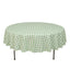Polyester 90" Round Tablecloth White/Sage Green - Checkered Buffalo Plaid Table Cover